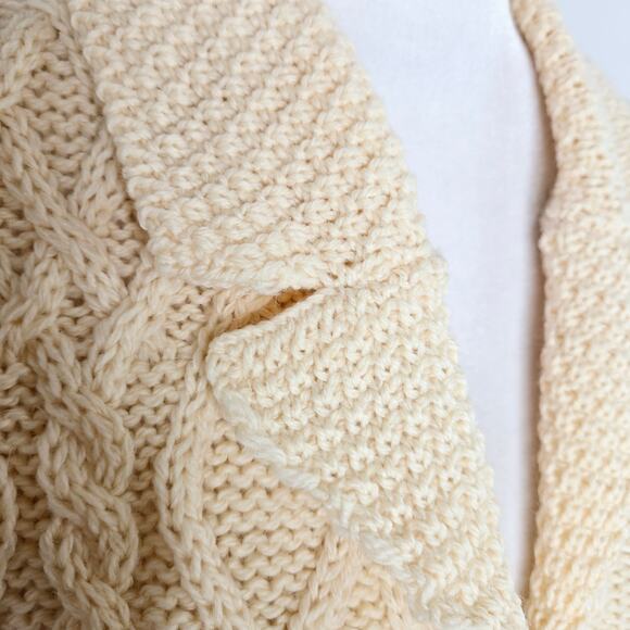 Inis Crafts NWT Irish made button down sweater large ivory cream - Picture 7 of 17